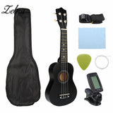 Zebra Guitar Combo 21" Black Soprano Ukulele Uke Hawaii Bass Guitar Guitarra Musical Instrument Set Kits+Tuner+String+Strap+Bag
