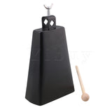 Yibuy 7 Inch Black Metal Rock Cowbell for Drumset Kit Percussion with Screw Wooden Hammer for Doorbell