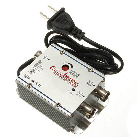 Lowest Price 80 x 55 x 30mm 2 Way CATV Cable TV Signal Amplifier AMP Antenna Booster Splitter Set Broadband Home Tv  Equipments