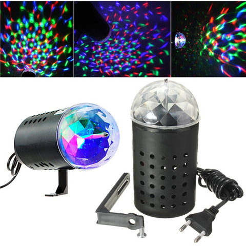 3W RGB LED Stage Light Rotating Crystal Magic Ball Laser Stage Lighting Effect Party Disco DJ Bar Lamp Bulb 85-265V EU Plug