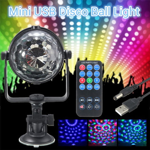 Mini RGB LED Stage Light 3W Remote Controls Light Disco Ball Lights LED Party Lamp Show Stage Lighting Effect USB Powered DV 5V