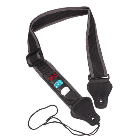 1pcs Electric Acoustic Bass Guitar Multifunction Black Nylon Strap with 3 Pick Plectrums Holders Leather Ends Guitar Accessories