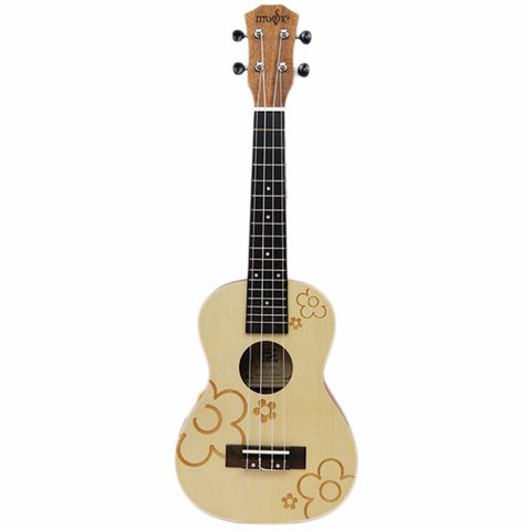 Mini Vintage 21 Inch Hawaii Spruce Guitar 4 Strings Ukulele Musical Instrument Rosewood Fingerboard Plum Blossom Pattern Popular