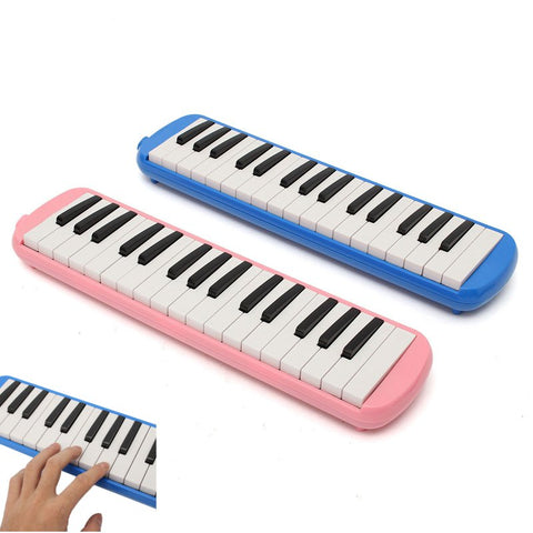 32 Keys Melodica Set Student Children Beginner Musical Instrument Keyboard Case Harmonica + Bag + Blowpipe Mouth Organ Pink/Blue