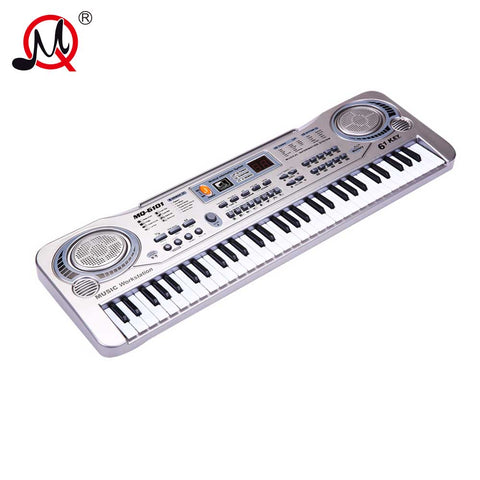 61 Keys Kids Digital Piano Musical Instrument Professional Silver Keyboard Toy Multifunction Electronic Music Toys For Children