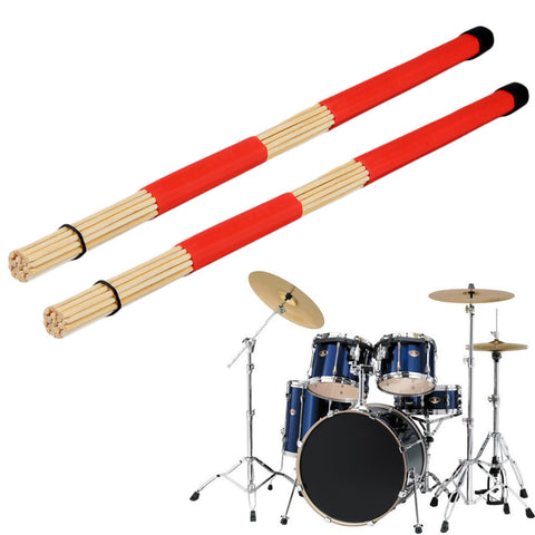 1 Pair of Jazz Drum Brushes Red Rubber Handle with White Nylon Drum Brush Percussion Instruments Accessories free shipping