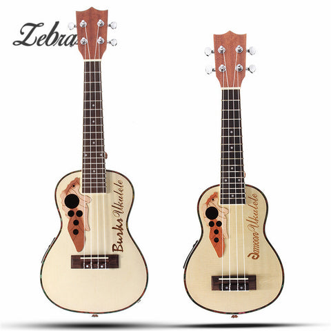 Zebra 21'' 23'' Rosewood 4 Strings Concert Ukulele Uke Acoustic Electric Bass Guitarra Guitar for Musical Stringed Instruments