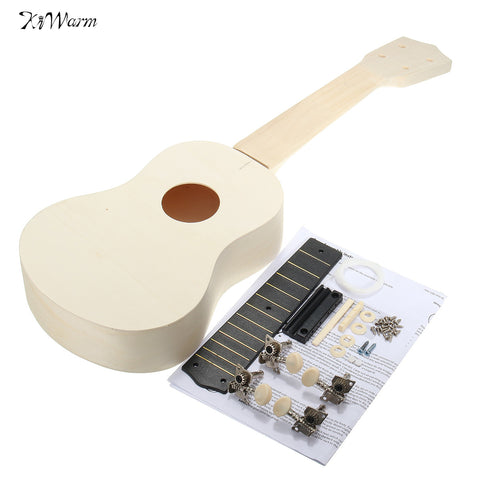 21 Inch Unassembled Wooden Ukulele Guitar Uke Kit With Musical Accessories for Guitar DIY for beginners or Basic players