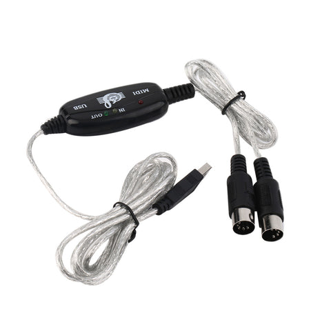 USB IN OUT MIDI Interface Cable Converter PC to Music Keyboard Adapter Cord New