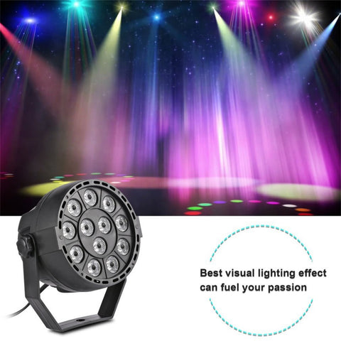 12 LEDs RGBW Color Mixing Bar Party Par Lamp 8CH Voice Activated Stage Light Projector Light Four Control Modes