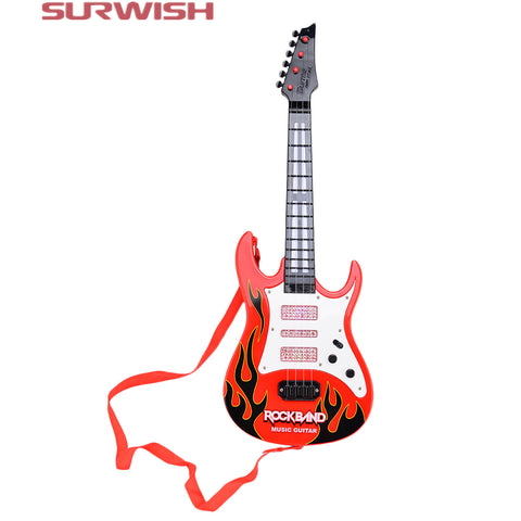Surwish Rock Band Music Electric Guitar 4 Strings Kids Musical Instruments Educational Toy