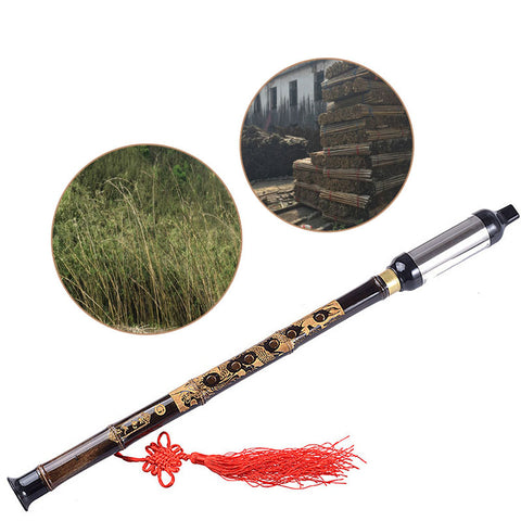 Chinese Ethnic Instrument Black Bamboo Bawu Pipe BaWu Flute Tune G Detachable Wind & Woodwind Band & Orchestral Flutes
